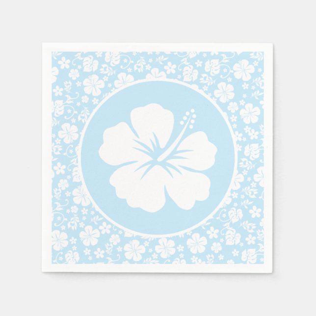Serviette En Papier Hibiscus tropical en bleu (Devant)