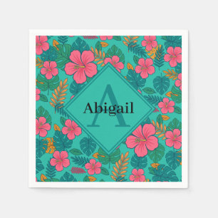 Serviette En Papier Hibiscus Tropical et Motif Feuille de Palmier