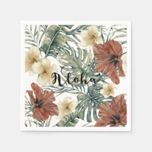 Serviette En Papier Hibiscus Tropical Fleur d'Aloha Plumeria Vintage