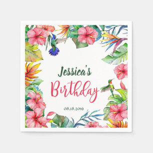 Serviette En Papier Hibiscus tropical Floral Hawaiian Birthday Party