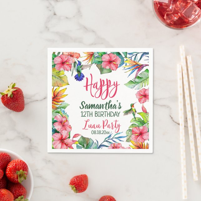 Serviette En Papier Hibiscus tropical Luau Hawaiian Birthday Party (En situation)