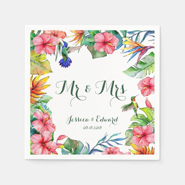 Serviette En Papier Hibiscus tropical Mariage hawaïen (Devant)