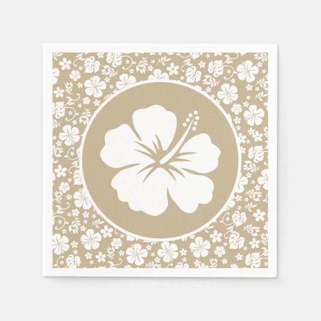Serviette En Papier Hibiscus tropical sur Tan (Devant)