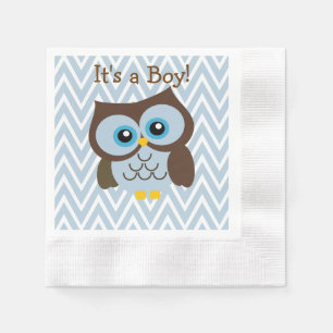 Serviette En Papier Hibou bleu fait sur commande et serviettes bleues