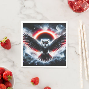 Serviette En Papier Hibou céleste cosmique mystique