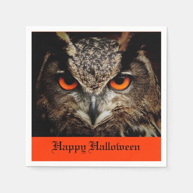 Serviette En Papier Hibou d'Halloween (Devant)