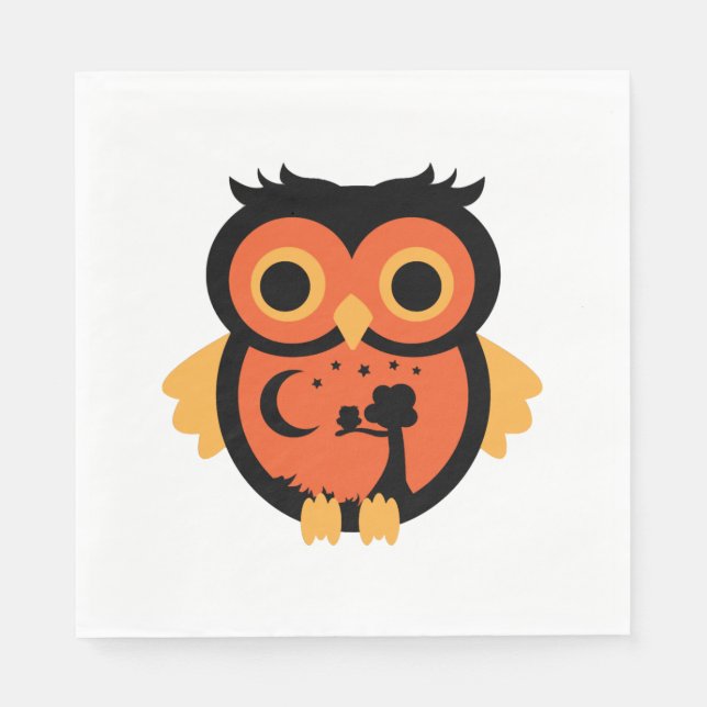 Serviette En Papier Hibou d'Halloween (Devant)