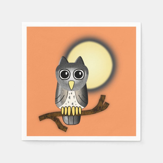 Serviette En Papier Hibou d'Halloween (Devant)