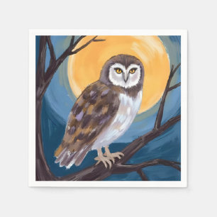 Serviette En Papier Hibou Effrayant Pleine Lune Joyeux Halloween