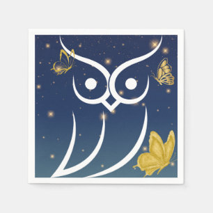 Serviette En Papier Hibou et papillons