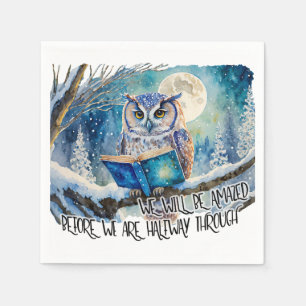 Serviette En Papier Hibou sobre lisant les promesses de rétablissement