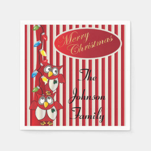 Serviette En Papier Hiboux mignons de Joyeux Noël