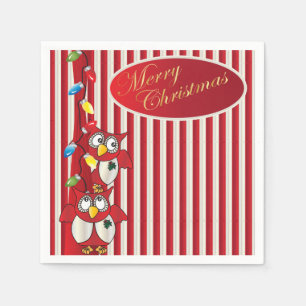 Serviette En Papier Hiboux mignons de Joyeux Noël