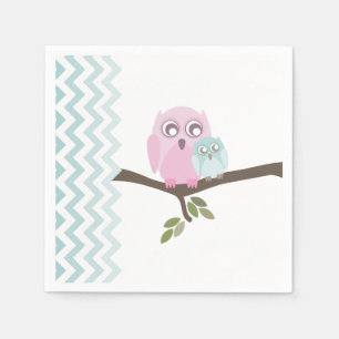 Serviette En Papier Hiboux + Serviettes de baby shower de garçon de