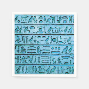 Serviette En Papier Hiéroglyphes égyptiens antiques bleu