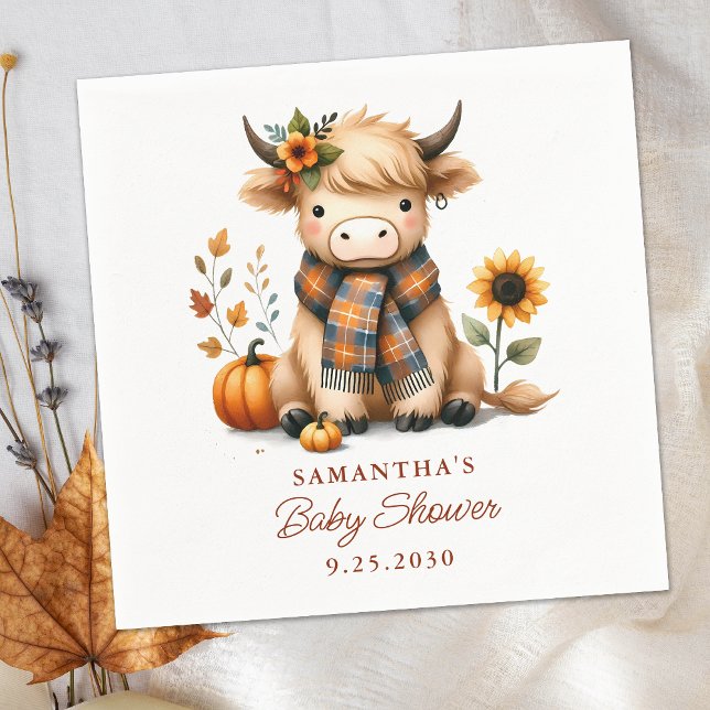 Serviette En Papier Highland Cow Automne Cute Calf Baby shower (Créateur téléchargé)