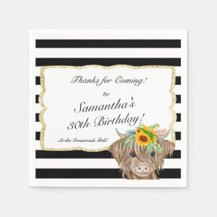 Serviette En Papier Highland Cow Invitation, Anniversaire de la vache