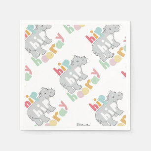 Serviette En Papier Hip Hip Houray Dessin Hippone gris