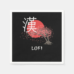 Serviette En Papier Hip hop japonais Lofi Kanji Cherry Blossom Lofi