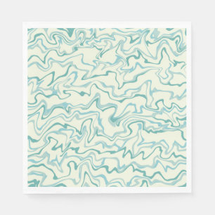 Serviette En Papier Hippie les années 70 Marbre Bleu Liquide Swirl Boh