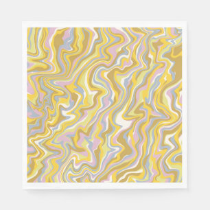 Serviette En Papier Hippie les années 70 Marbre Vert Liquide Swirl Boh