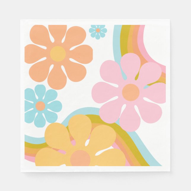 Serviette En Papier Hippie Super Fleur Retro 60s Anniversaire (Devant)