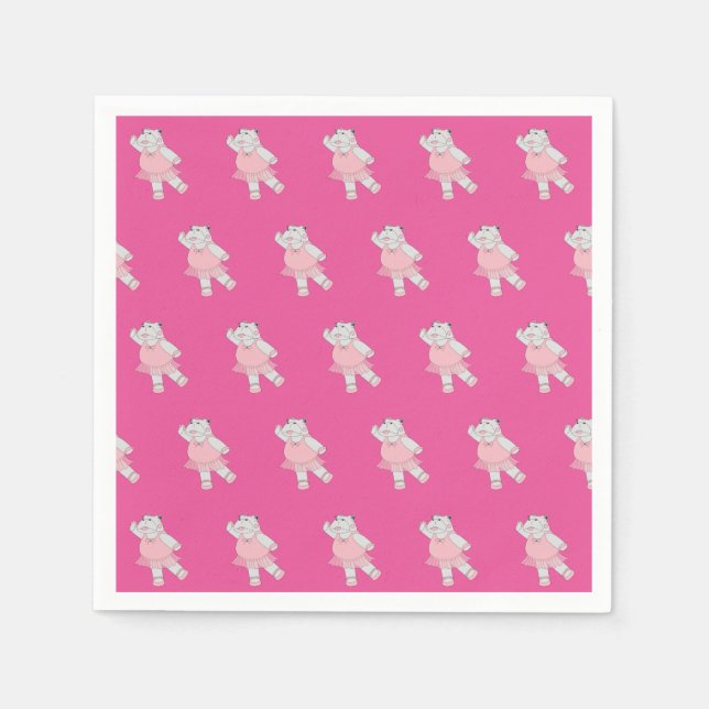 Serviette En Papier Hippo Ballerine Illusima Rose (Devant)