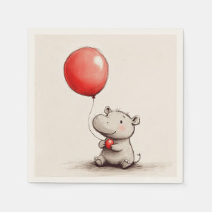 Serviette En Papier Hippo bébé doux avec papier à ballons rouge