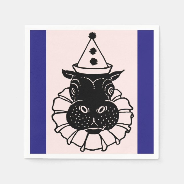 Serviette En Papier hippo dans un casquette de fête (Devant)