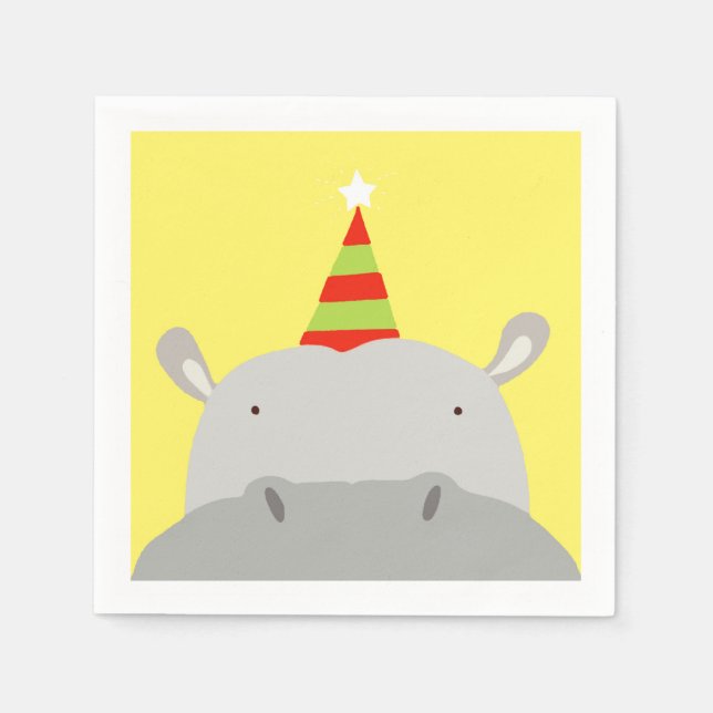 Serviette En Papier Hippo de fête (Devant)