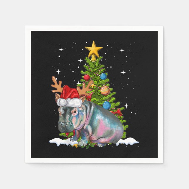 Serviette En Papier Hippo Fiona Arbre de Noël Hippopotame (Devant)