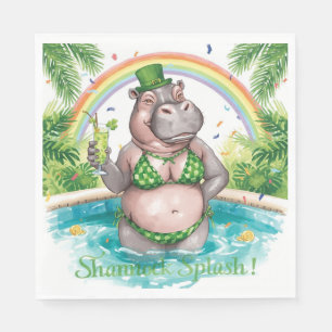 Serviette En Papier Hippo glamour en bikini pour la Saint-Patrick dans
