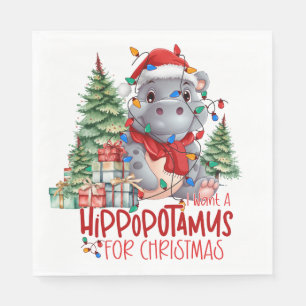 Serviette En Papier Hippo Thème de Noël pour Amoureux des animaux