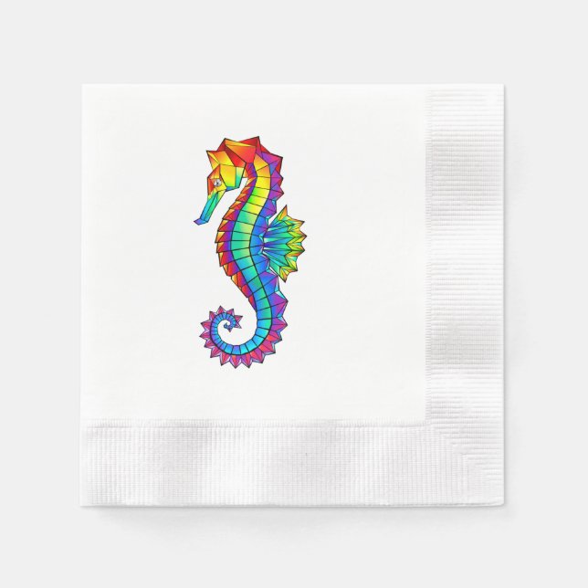 Serviette En Papier Hippocampe polygonal arc-en-ciel (Devant)