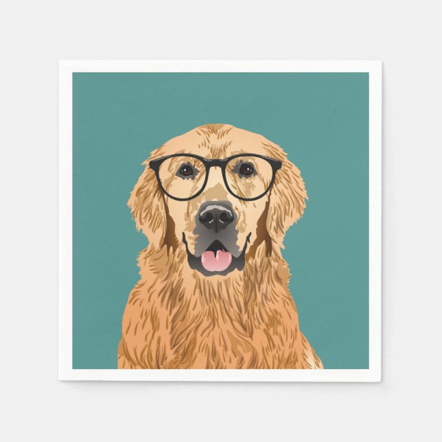 Serviette En Papier Hipster Golden Retriever Anniversaire Papier Napki (Devant)
