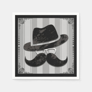 Serviette En Papier Hipster M. Mustache Casquette lunettes fête d'anni