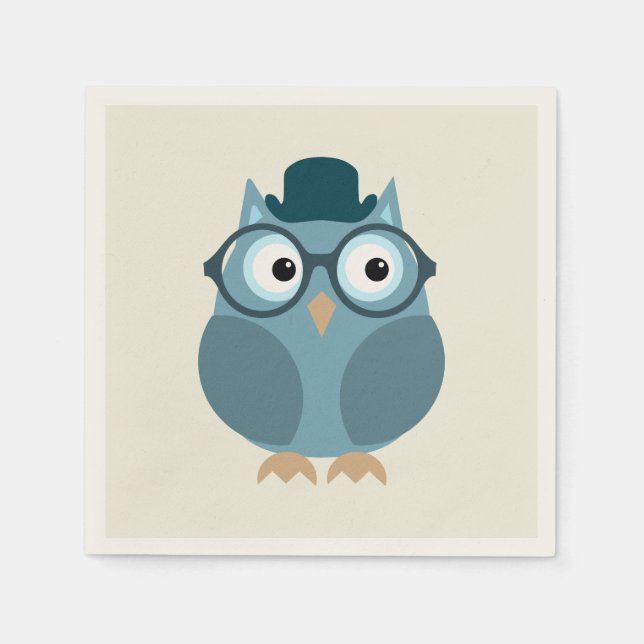 Serviette En Papier Hipster Owl (Devant)