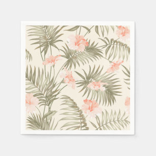 Serviette En Papier Hisbiscus Tropical Palm Tree Motif