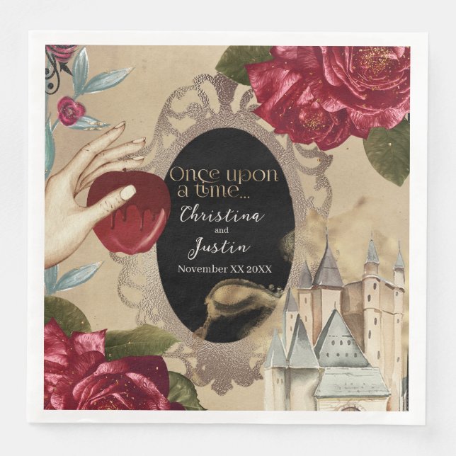 Serviette En Papier Histoire de fée en miroir blanc neige (Devant)