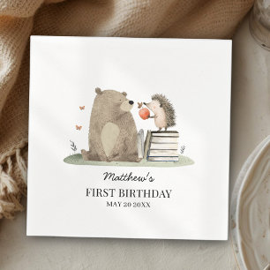 Serviette En Papier Histoire de livre d'aquarelle Animaux de la forêt