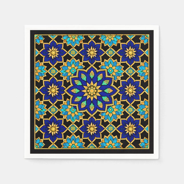 Serviette En Papier Histoire du style ottoman Design Bleu  (Devant)