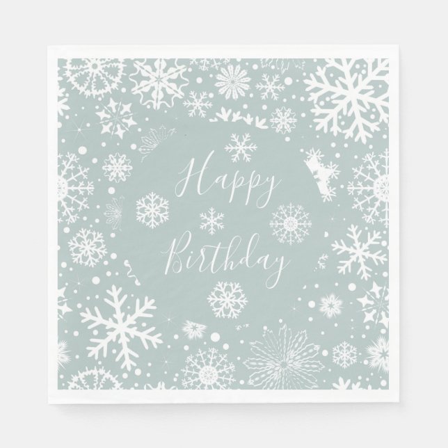 Serviette En Papier Hiver Anniversaire Papier Napkins Joyeux Anniversa (Devant)