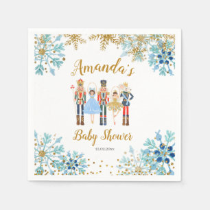Serviette En Papier Hiver Blue Snowflake Nutcracker Papier Naples