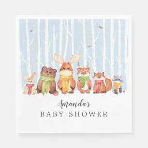 Serviette En Papier Hiver Bois Animaux Garçons Douche Papier Napkins