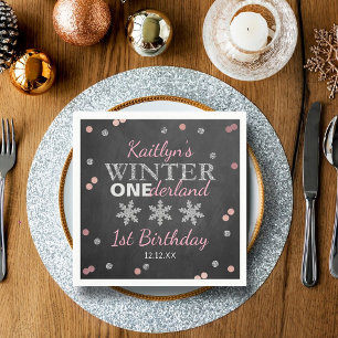 Serviette En Papier Hiver ONE derland Chalkboard 1er anniversaire
