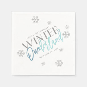 Serviette En Papier Hiver ONE derland Parties scintillant d'argent Ble