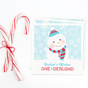 Serviette En Papier Hiver ONEderland Bonhomme de Neige Flocon Annivers