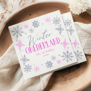 Serviette En Papier Hiver ONEderland Flocon de neige Fête d'anniversai