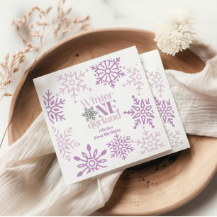 Serviette En Papier Hiver Onederland Flocon de neige violet 1er annive
