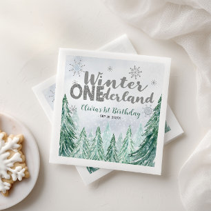 Serviette En Papier Hiver Onederland Premier Anniversaire Flocons de N